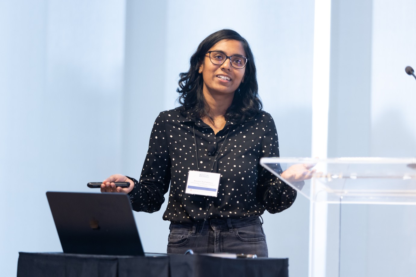 Anuva Aishwarya speaking at the Chicago Quantum Exchange Summit, 2022
