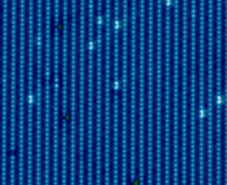 STM topography of the quantum material UTe₂, showing the atomic lattice